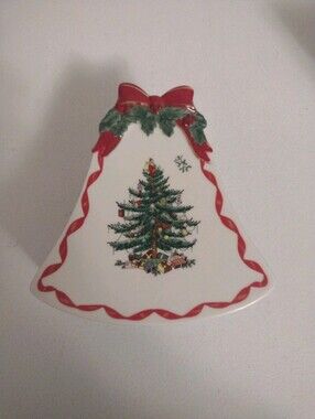 Spode Christmas Tree Trinket Jewelry Box Porcelain Vintage